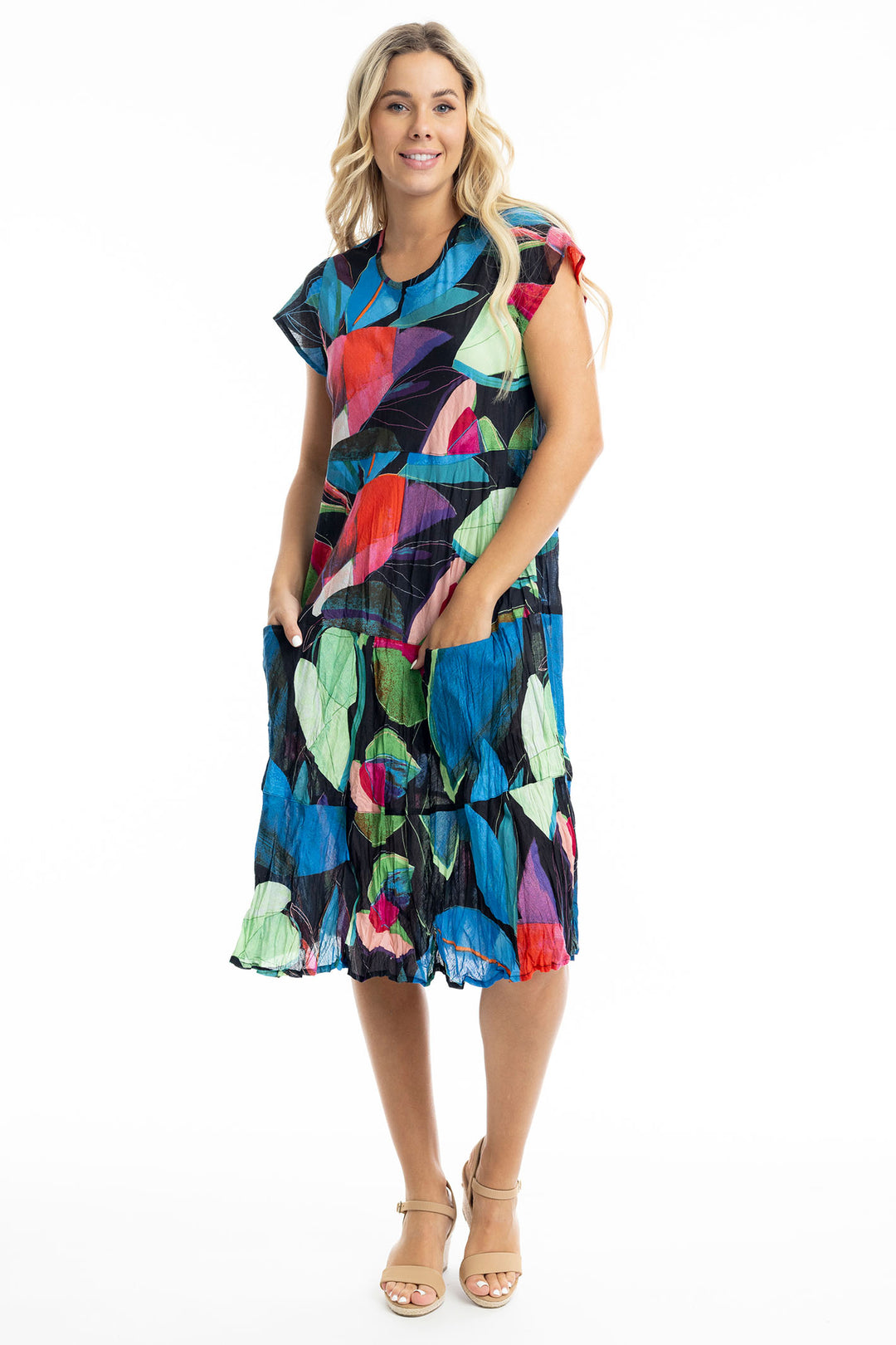 Orientique Seychelles Print Bias Front Pocket Dress 91004 - Experience Boutique