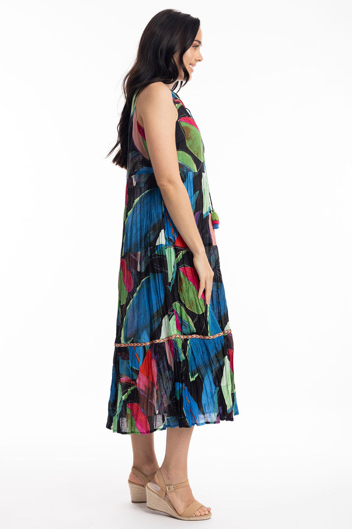 Orientique Seychelles Print Boho Sleeveless Dress 91003 - Experience Boutique
