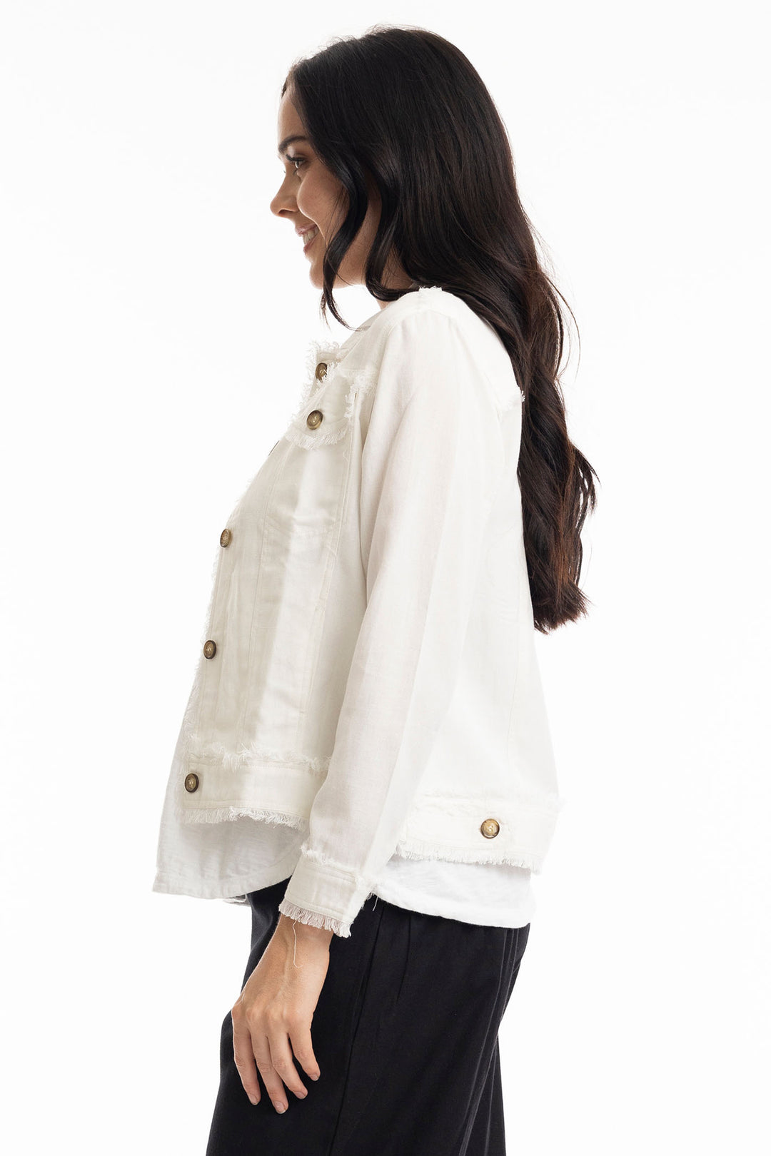 Orientique White Frayed Edge Summer Jacket 42118 - Experience Boutique