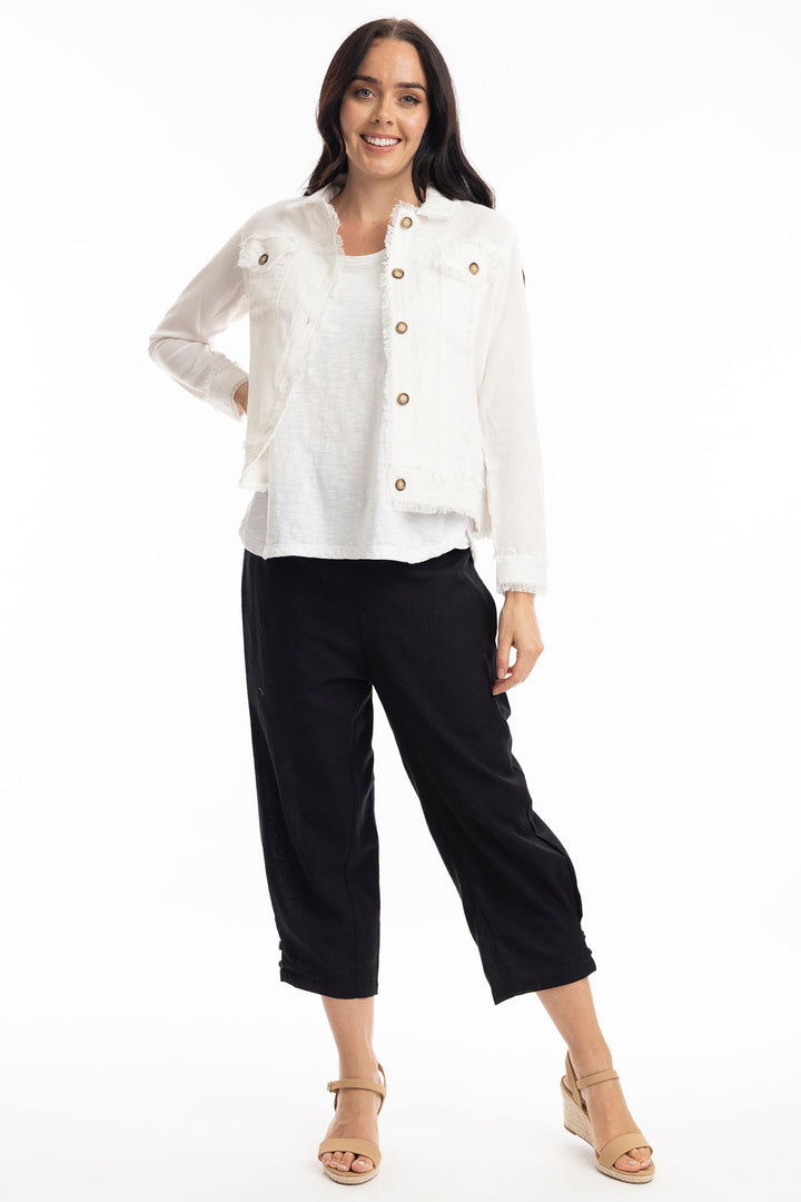 Orientique White Frayed Edge Summer Jacket 42118 - Experience Boutique