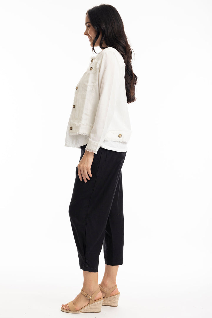 Orientique White Frayed Edge Summer Jacket 42118 - Experience Boutique