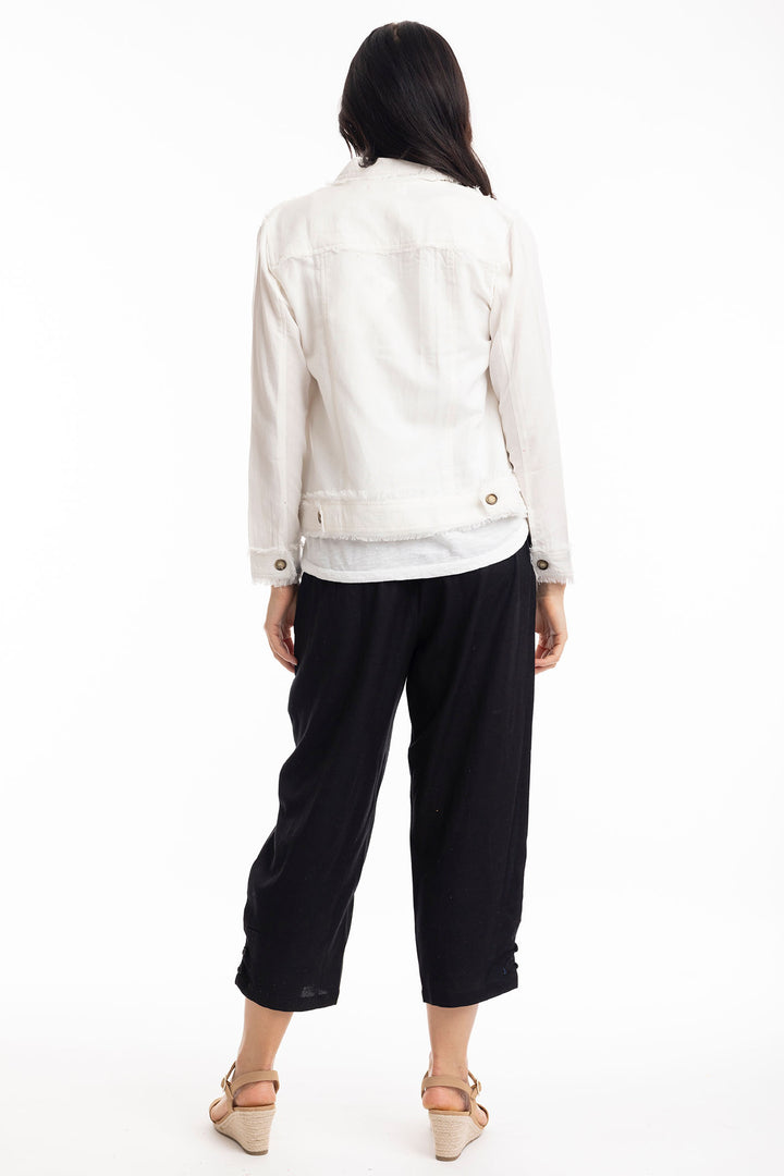 Orientique White Frayed Edge Summer Jacket 42118 - Experience Boutique