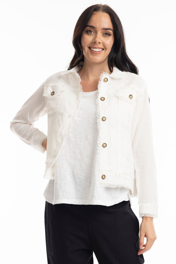 Orientique White Frayed Edge Summer Jacket 42118 - Experience Boutique