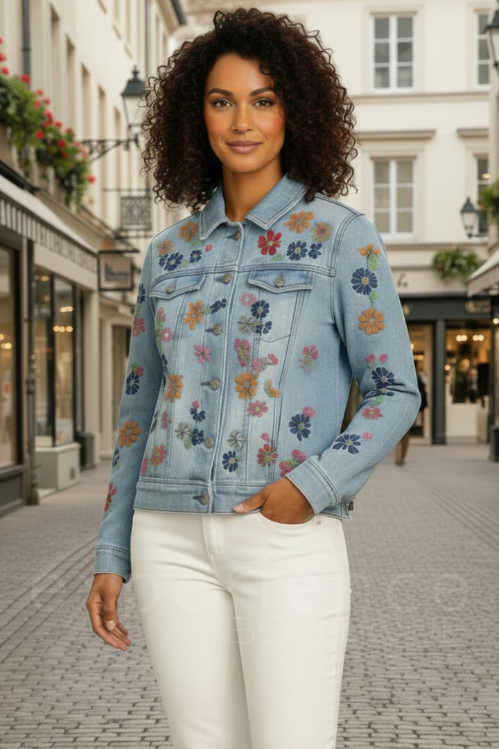 Orly 261174 Light Denim Floral Embroidered Jacket