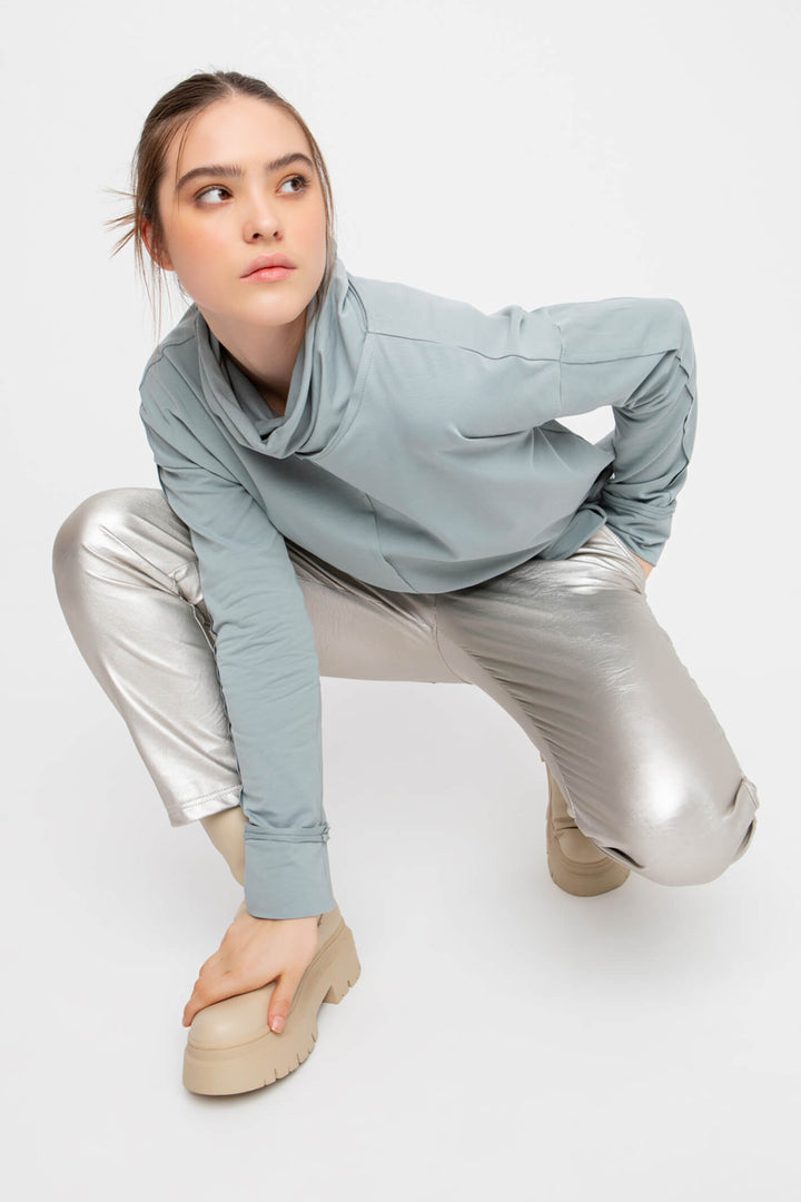 Ozai N Ku 744 089 Mint Green Ruched Neck Top - Experience Boutique