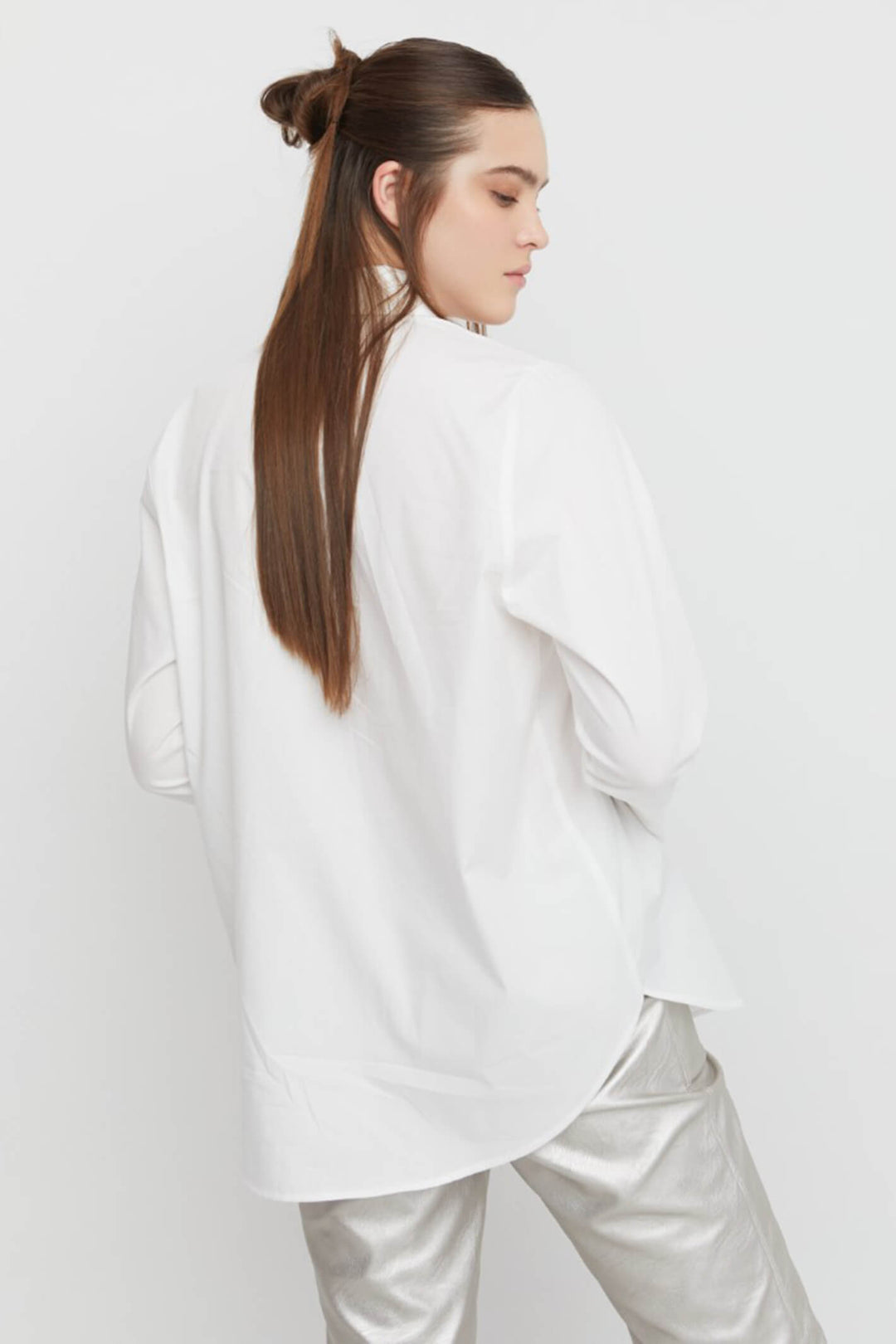 Ozai N Ku 744 102 White Gloss Print Shirt - Experience Boutique