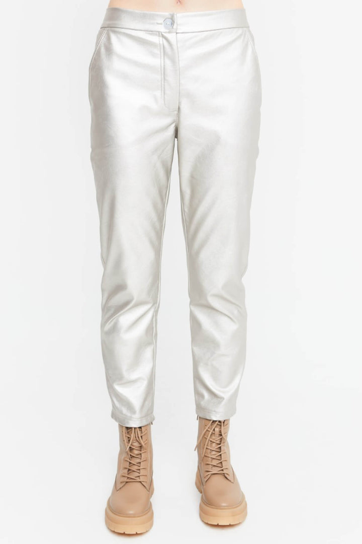 Ozai N Ku 744 103 Silver Gloss Trousers - Experience Boutique