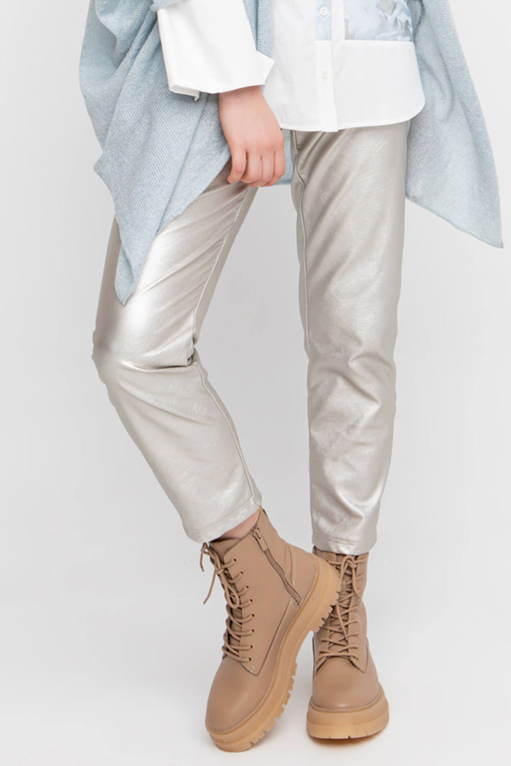 Ozai N Ku 744 103 Silver Gloss Trousers - Experience Boutique