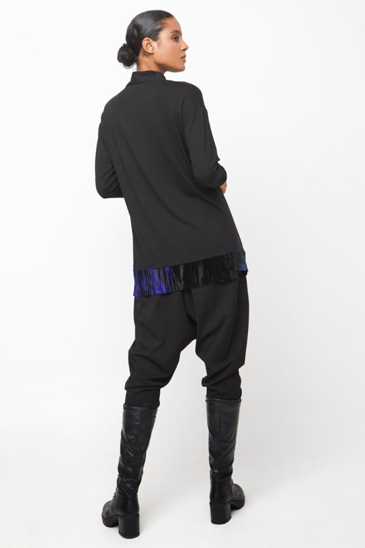 Ozai N Ku 744 112 Black & Blue Velvet Trim Top - Experience Boutique