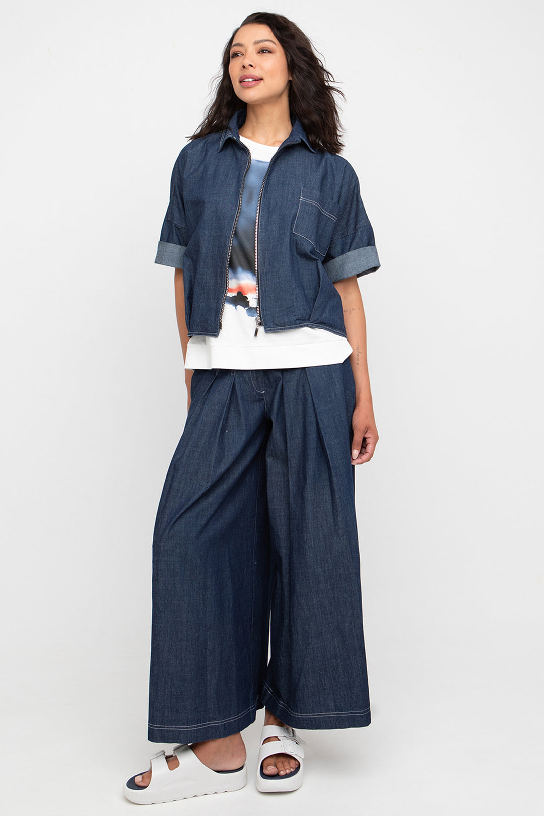 Ozai N Ku 860254 Blue Denim Wide Leg Jeans