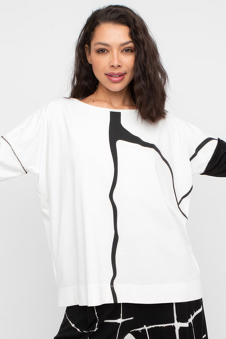 Ozai N Ku 860824 White Black Print Top