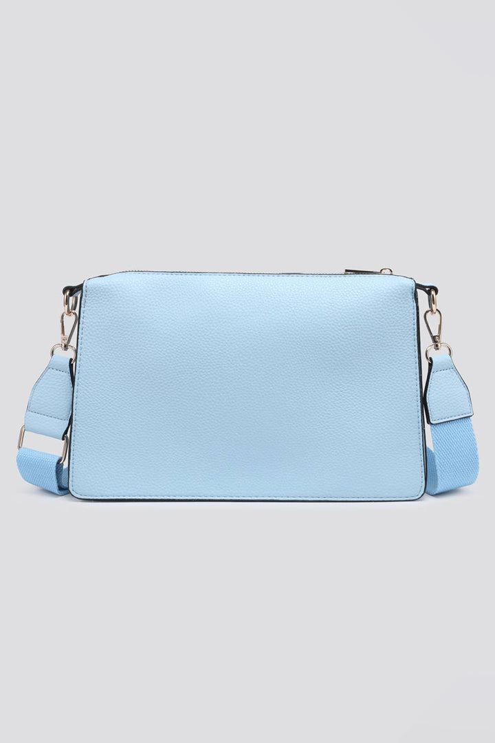 Pale Blue Faux Leather Crossbody Bag