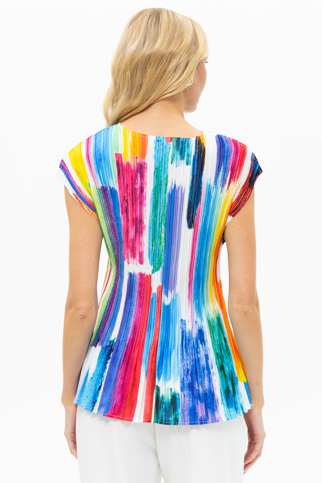 Passioni 19191 Multicolour Brushstroke Print Pleated Top