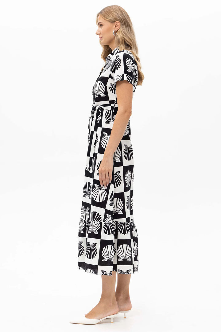 Passioni 19213 Black Shell Print Dress