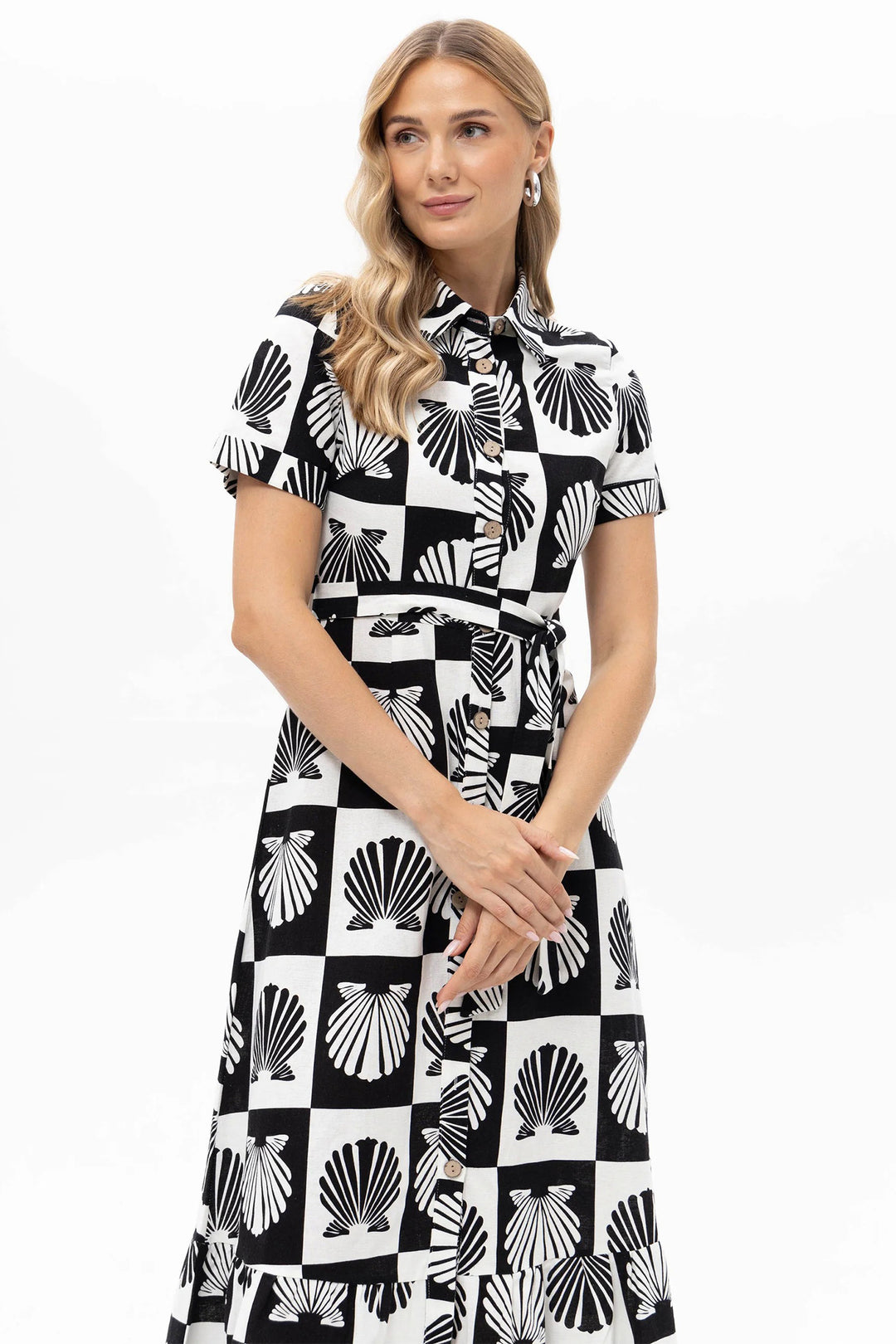 Passioni 19213 Black Shell Print Dress