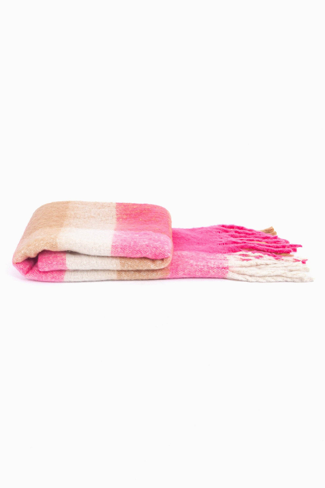 Pink Square Colour Block Soft Knit Scarf