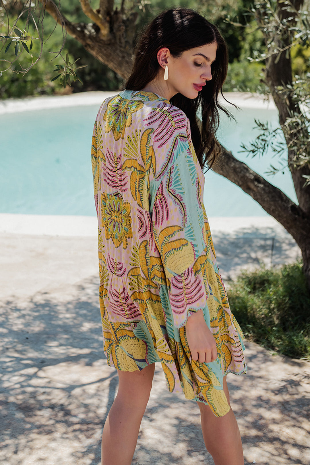 Piti Cuiti L-318 Pink Multicolour Short Summer Dress