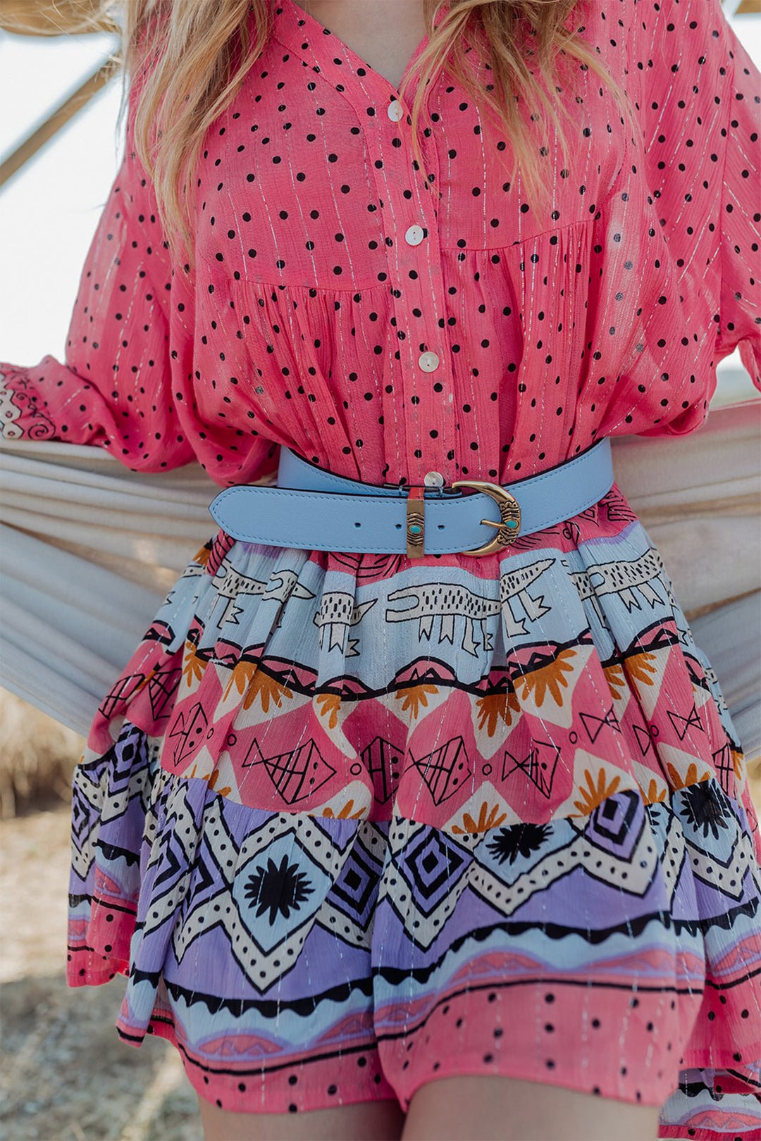 Piti Cuiti L-328 Coral Print Short Summer Dress