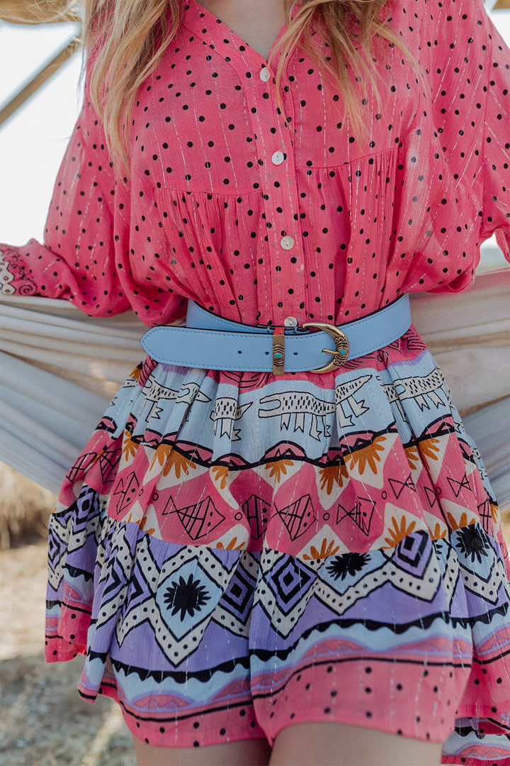 Piti Cuiti L-328 Coral Print Short Summer Dress