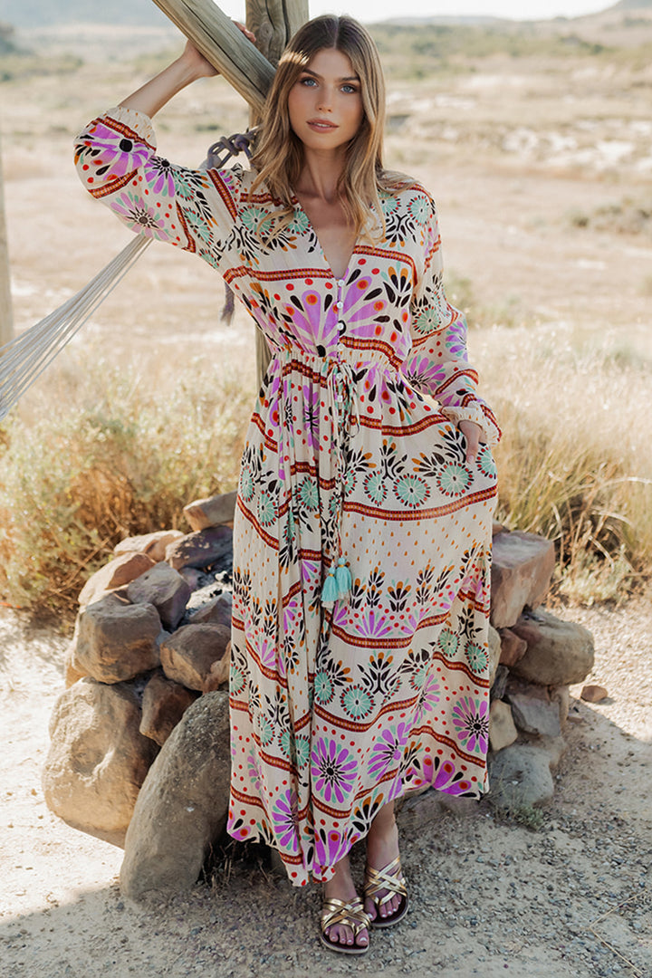 Piti Cuiti L-363 Multicolour Print Summer Maxi Dress
