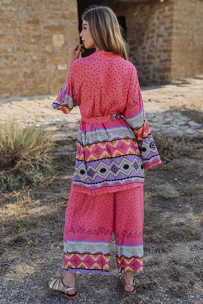 Piti Cuiti L329 Coral Inca Print Trousers