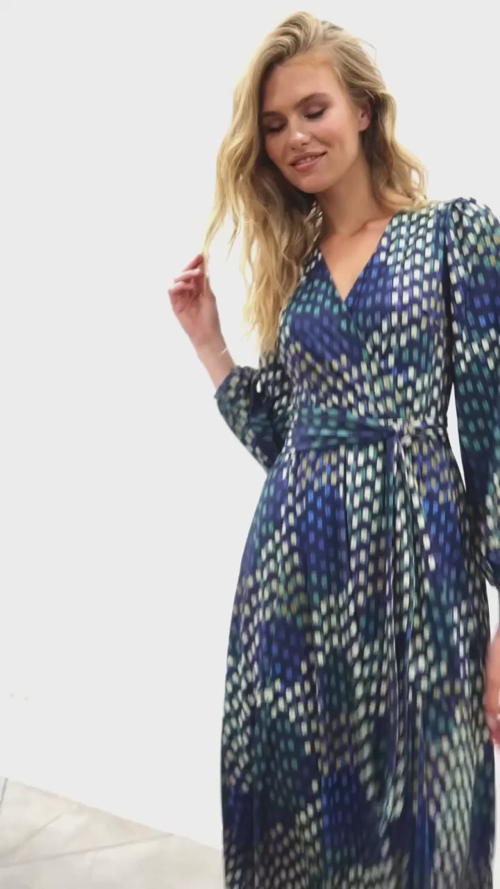 K Design X365 Blue Print Cross Over Maxi Dress - Experience Boutique