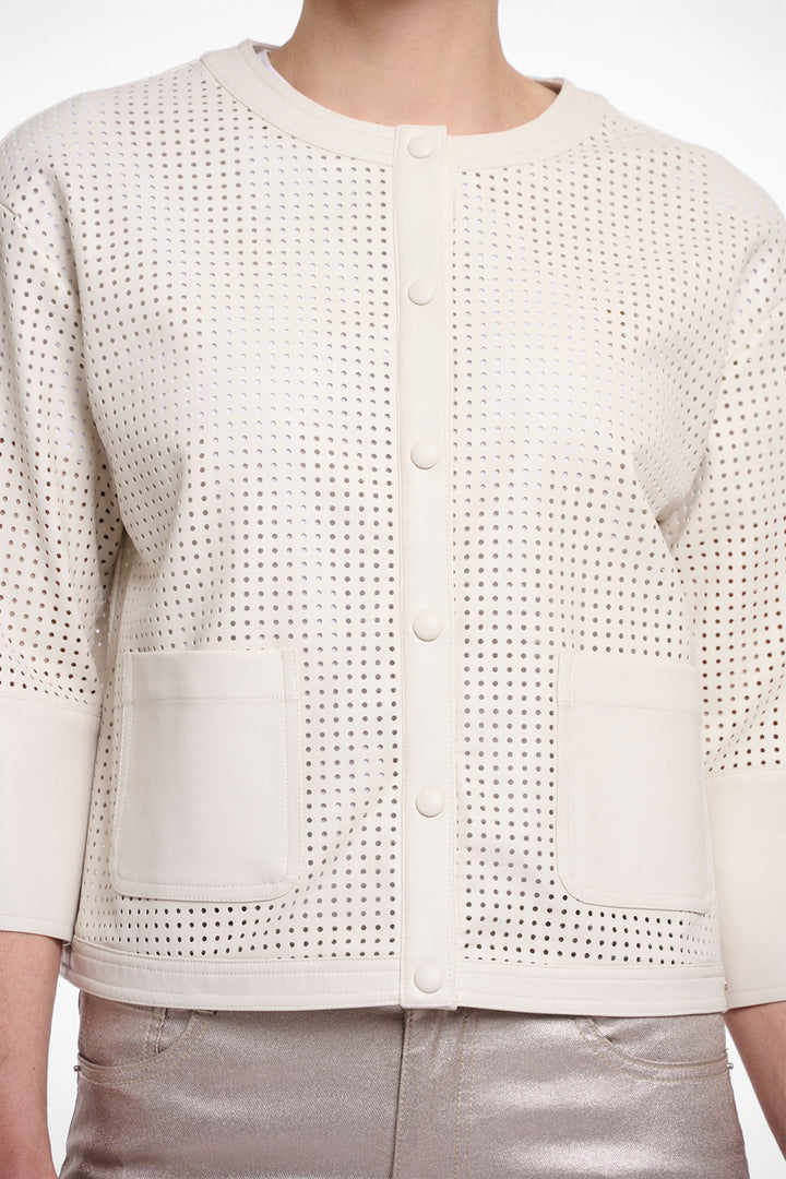 Rino & Pelle Abou Jacket Perforated Faux Leather Birch Cream 7502521 - Experience Boutique