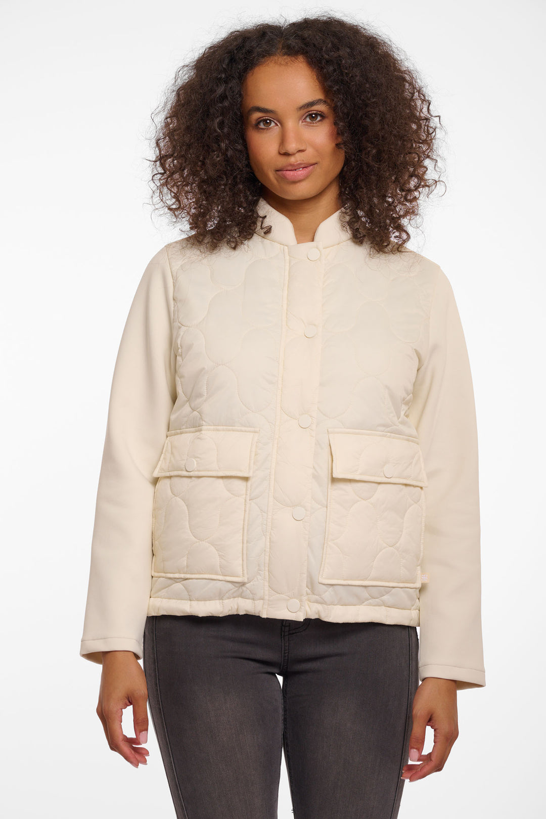 Rino & Pelle Jeltje Jacket Light Quilt Scuba Sleeves Birch Cream 7002521 - Experience Boutique