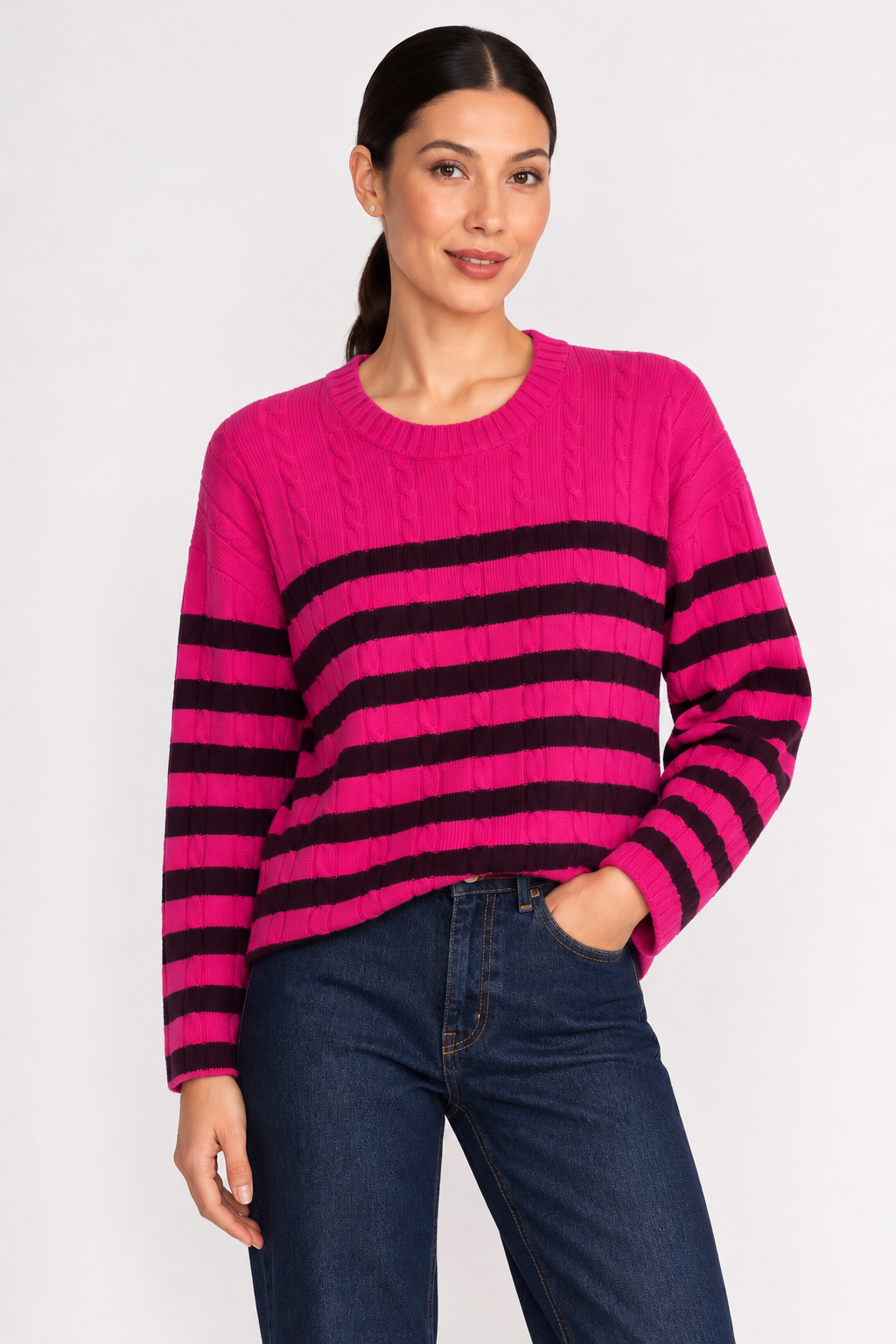 Foil Twist Of Fate Electric Fuchsia Stripe Jumper FO8459