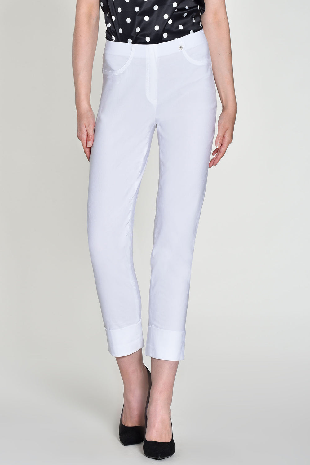 Robell 51568 10 Bella 09 White Cropped Trousers 68cm - Experience Boutique
