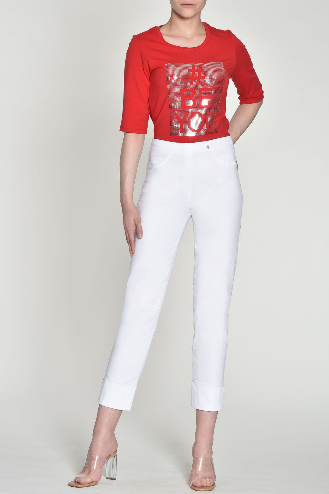 Robell 51628 5448 10 Bella 09 White Trousers 68cm - Experience Boutique