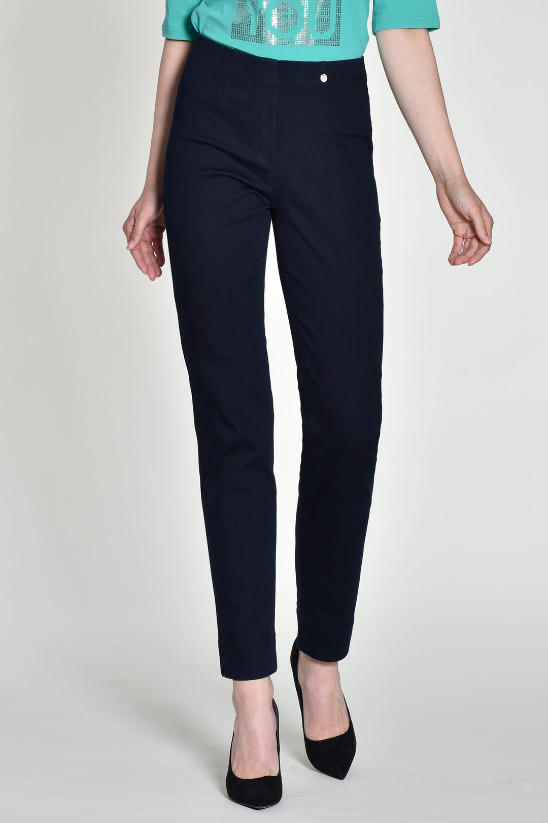Robell 51639 69 Navy Marie Stretch Denim Trousers - Experience Boutique
