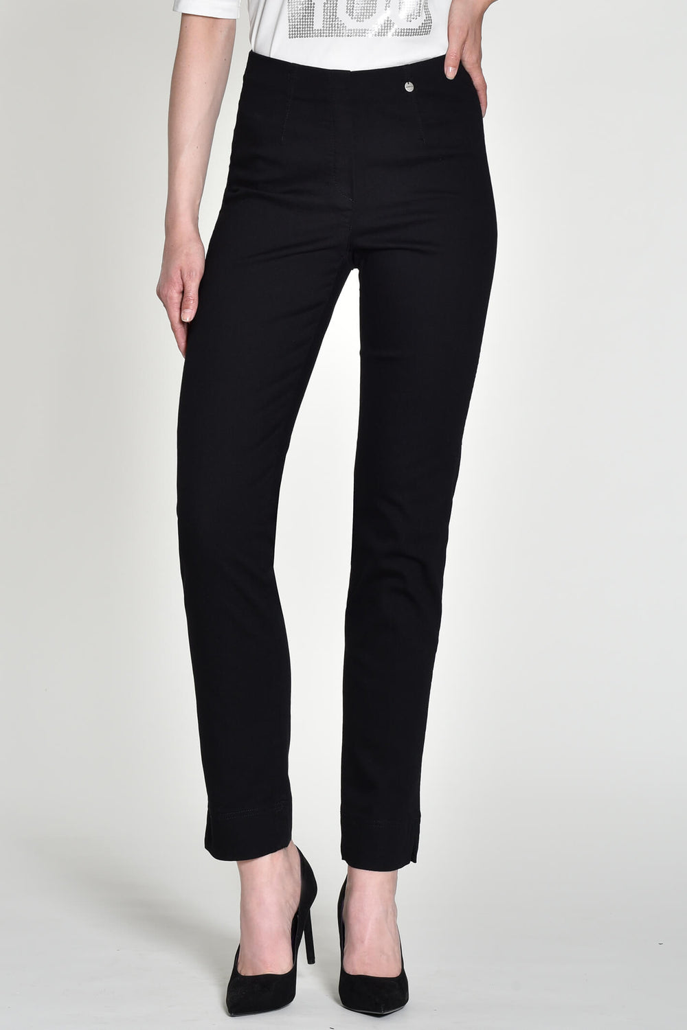 Robell 51639 90 Black Marie Stretch Denim Trousers - Experience Boutique