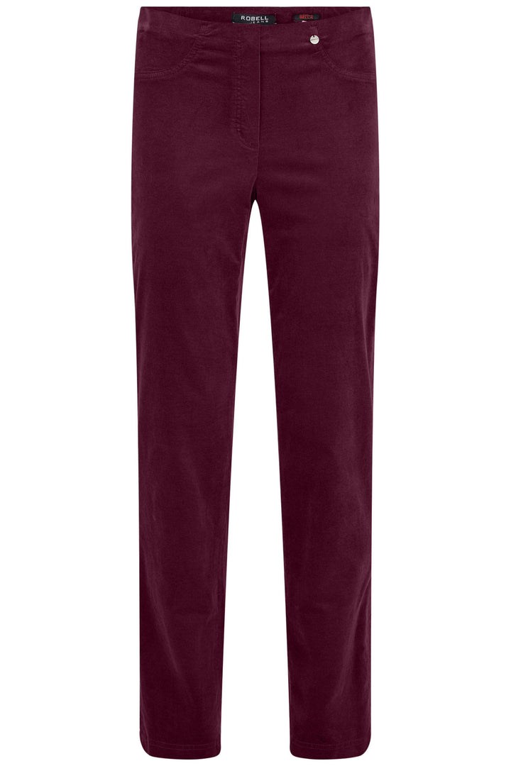 Robell 52457-54363-560 Burgundy Micro-Cord Stretch Velvet Trousers - Experience Boutique