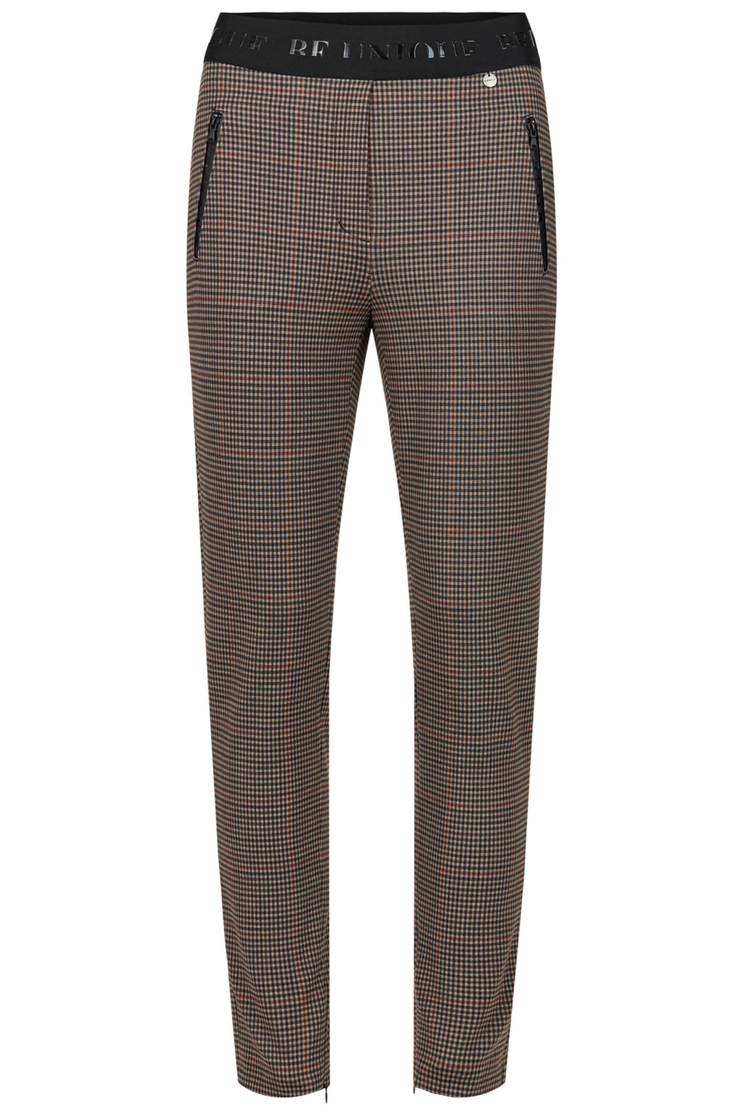 Robell 52629 38 Brown Check Nelly Trousers - Experience Boutique