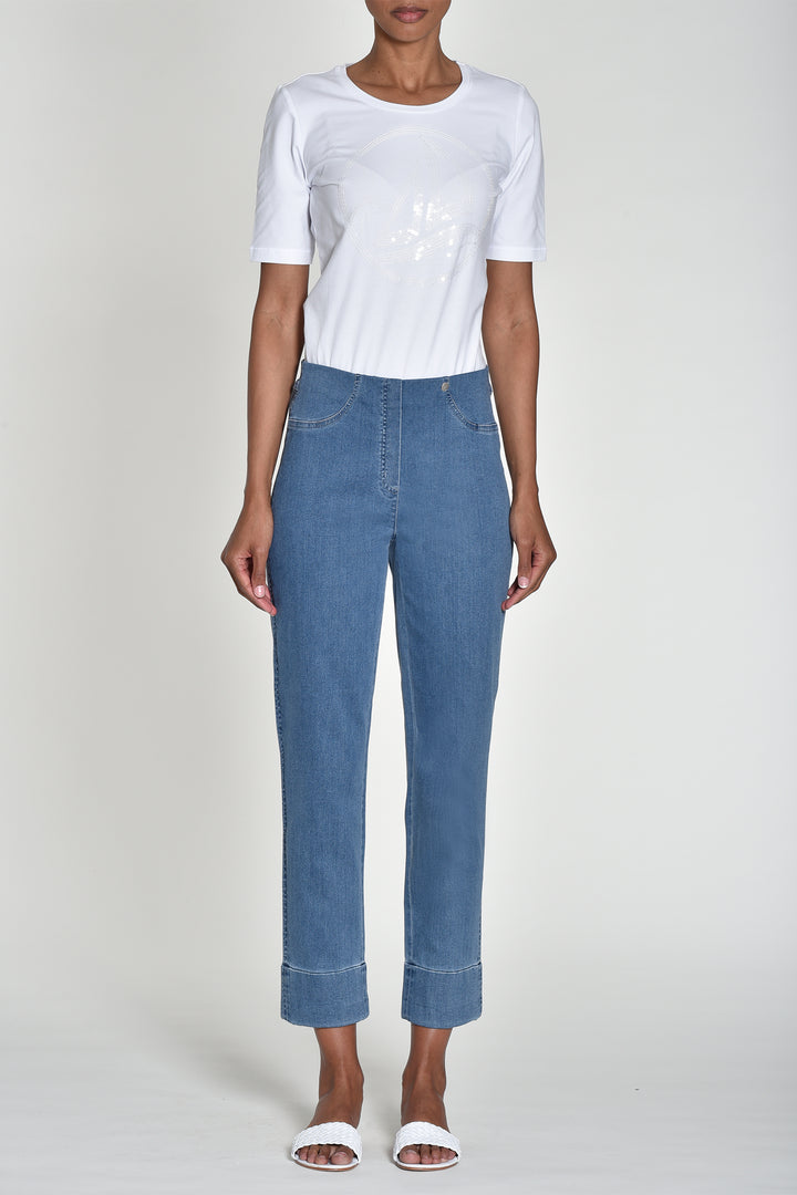 Robell Bella 09 Blue Denim Cropped Jeans 51628 5448 62 - Experience Boutique