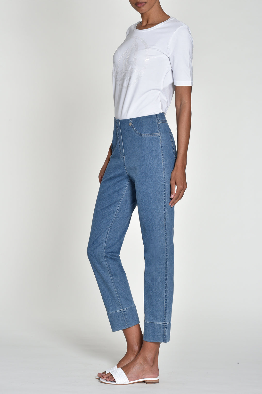 Robell Bella 09 Blue Denim Cropped Jeans 51628 5448 62 - Experience Boutique