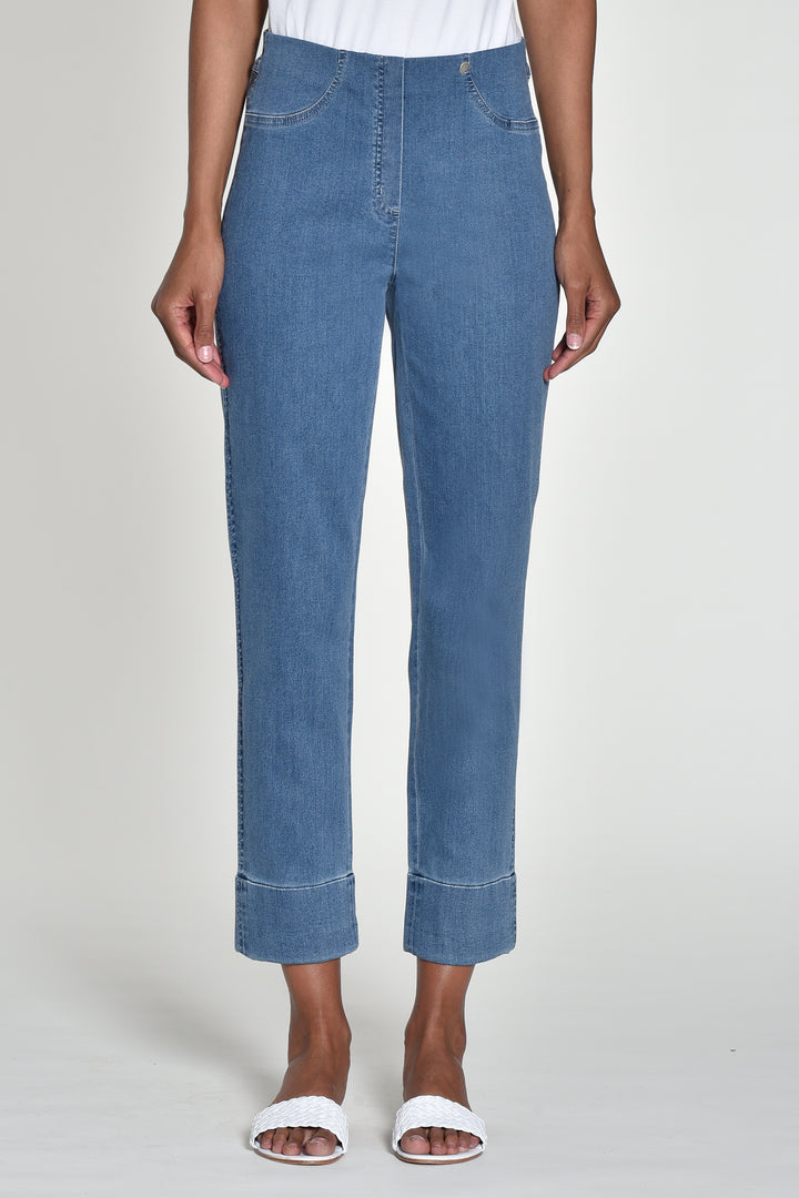Robell Bella 09 Blue Denim Cropped Jeans 51628 5448 62 - Experience Boutique