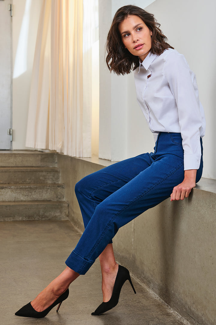 Robell Bella 09 Blue Denim Cropped Jeans 51628 5448 64 - Experience Boutique