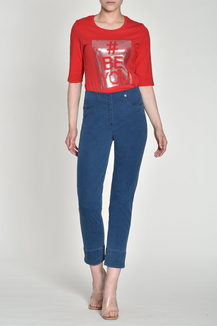 Robell Bella 09 Blue Denim Cropped Jeans 51628 5448 64 - Experience Boutique