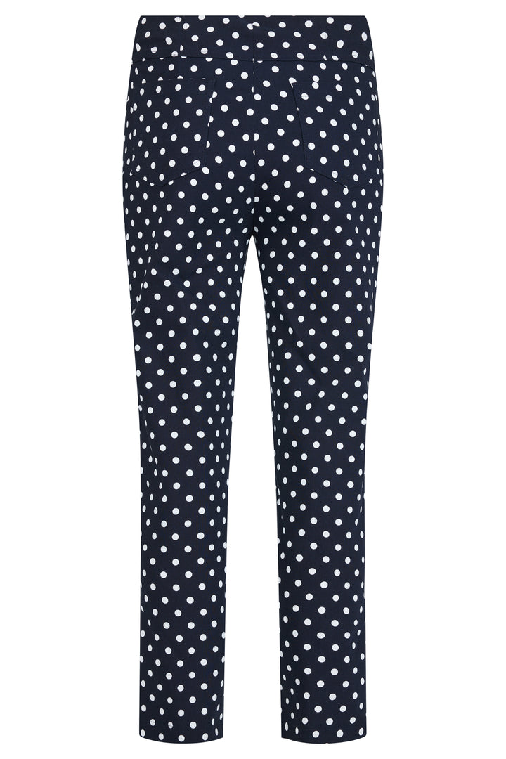Robell Bella 09 Navy Polka Dot Pull-On Trousers 68cm 51560 54570 69
