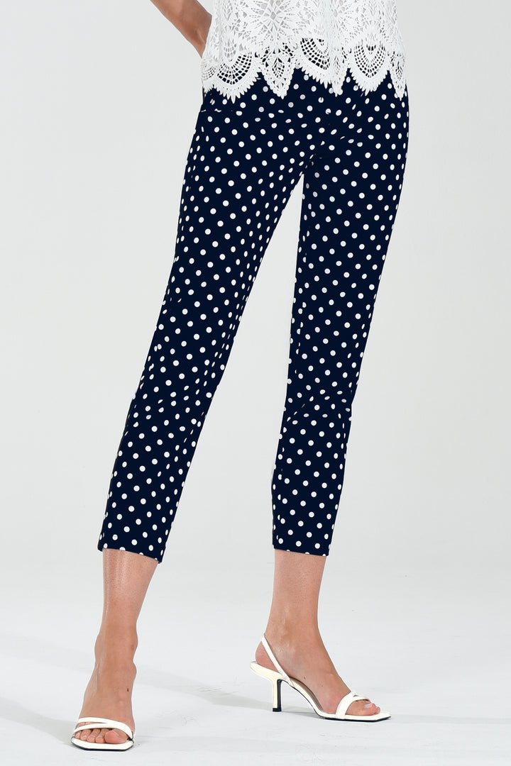 Robell Bella 09 Navy Polka Dot Pull-On Trousers 68cm 51560 54570 69
