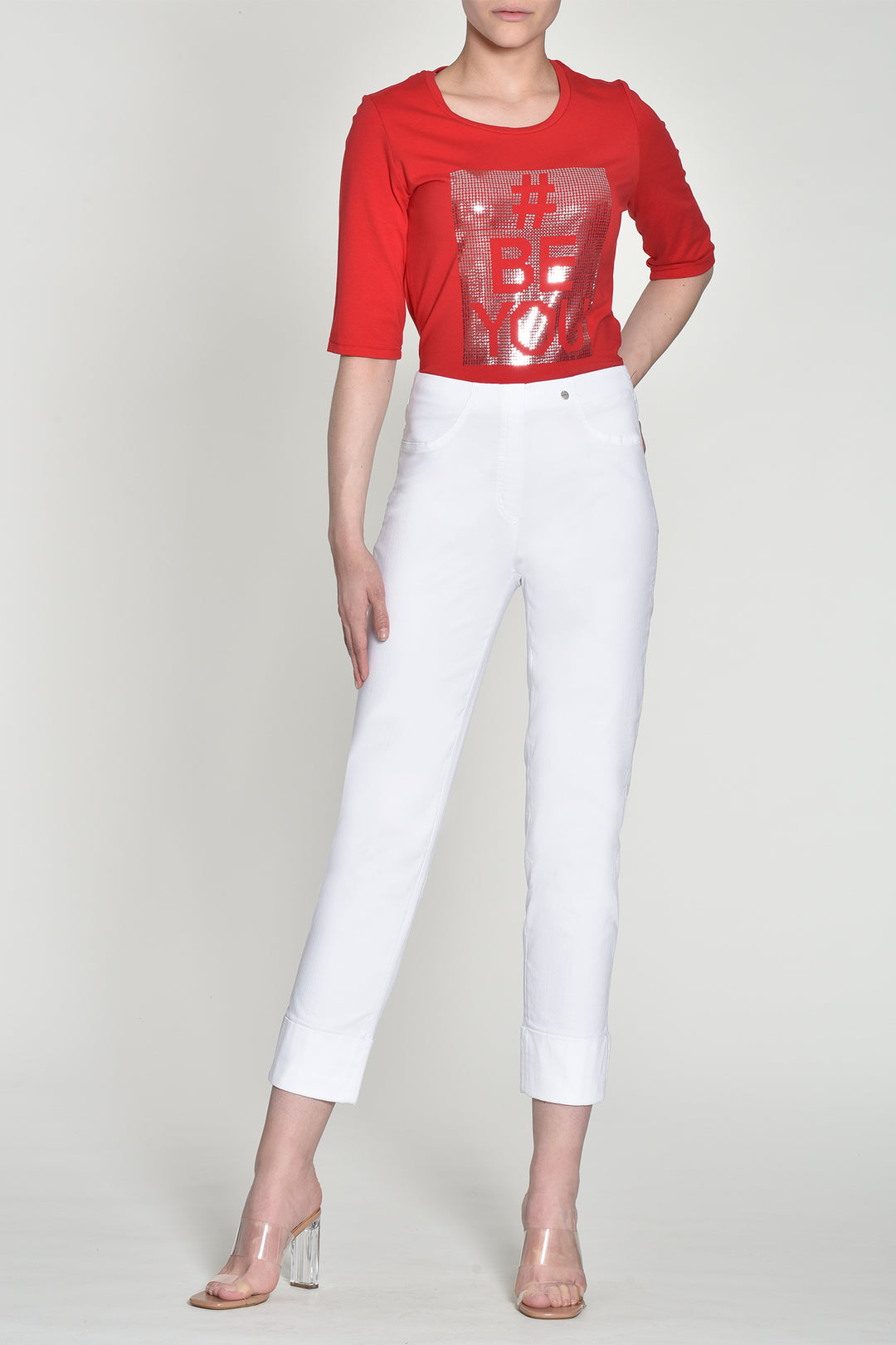 Robell Bella 09 White Denim Cropped Jeans 51628 5448 10 - Experience Boutique