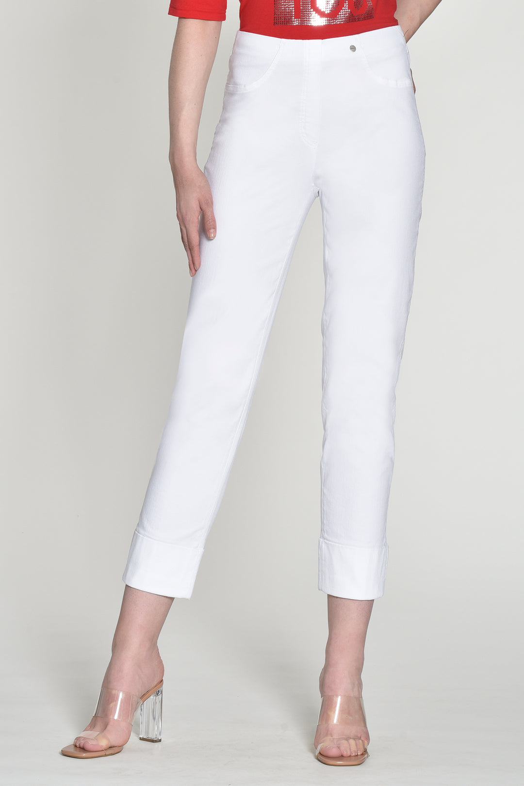 Robell Bella 09 White Denim Cropped Jeans 51628 5448 10 - Experience Boutique