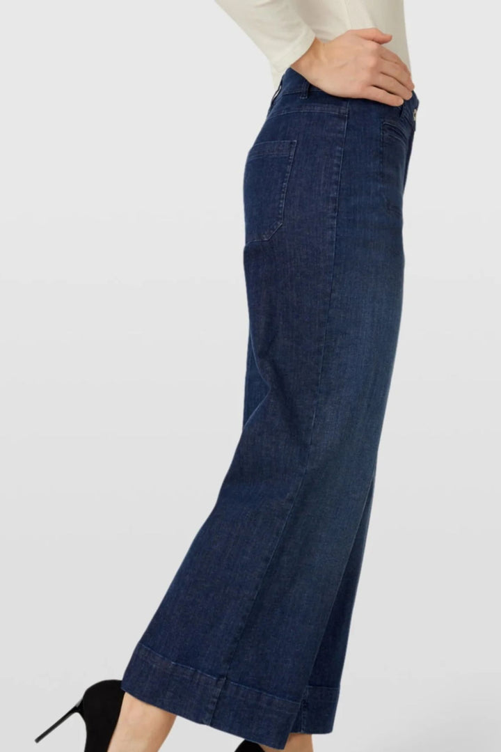 Robell Debby 09 Wide Leg Dark Wash Cropped Jeans 53606 54159 69