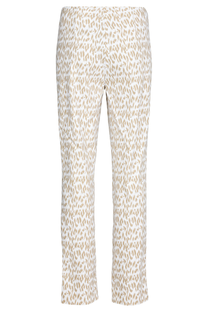 Robell Marie Taupe Animal Print Pull-On Trousers 78cm 51593 55120 14