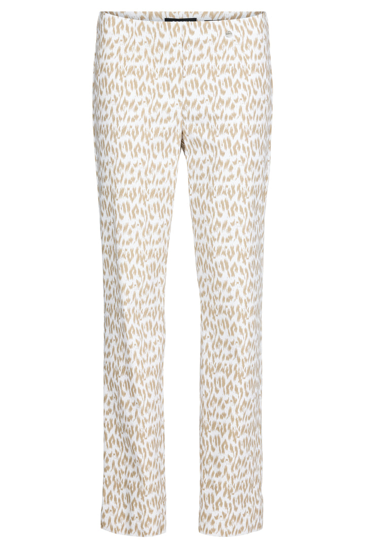 Robell Marie Taupe Animal Print Pull-On Trousers 78cm 51593 55120 14