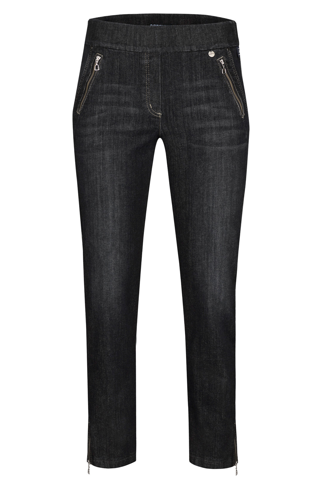 Robell Nena 09 Black Slim Fit Stretch Denim 7/8 Cropped Jeans 52489 54139 90 - Experience Boutique