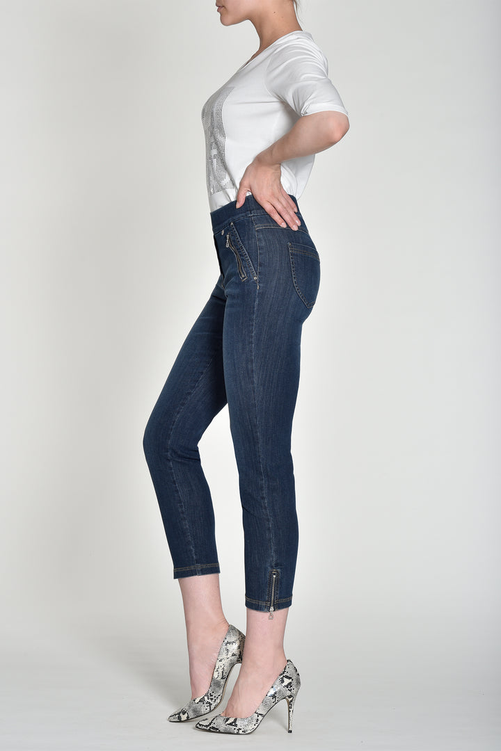Robell Nena 09 Blue Slim Fit Stretch Denim 7/8 Cropped Jeans 52489 54139 64 - Experience Boutique