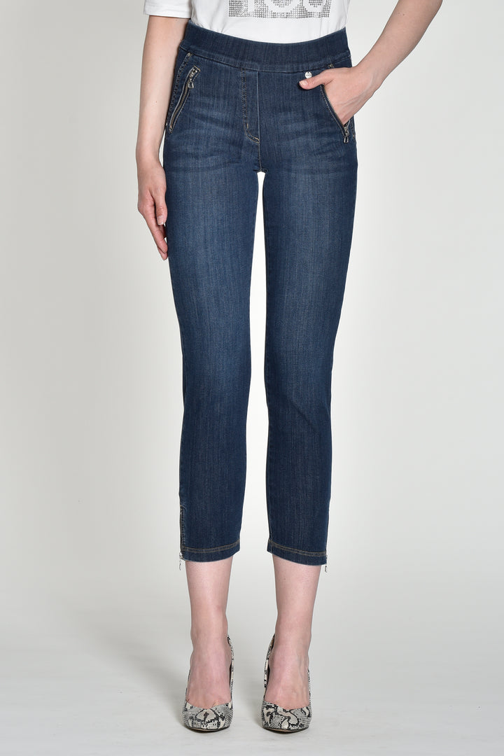 Robell Nena 09 Blue Slim Fit Stretch Denim 7/8 Cropped Jeans 52489 54139 64 - Experience Boutique